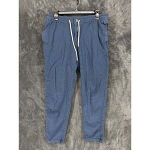 Woolly Mens L Blue Merino Wool Blend Jogger Pants Elastic Waist Drawstring